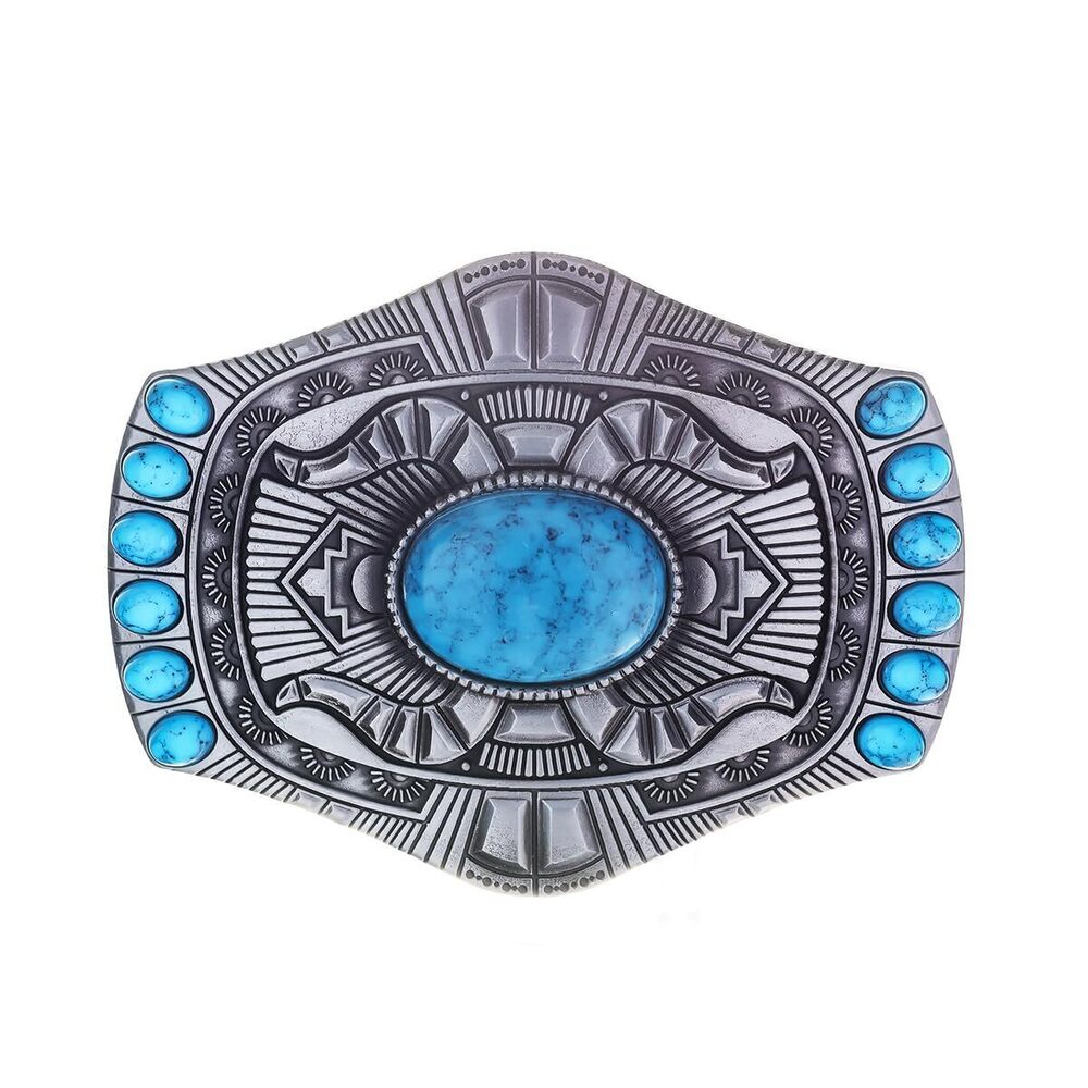 9928 Turquoise Stone Belt Buckle , American Western Cowboy Indian Elements